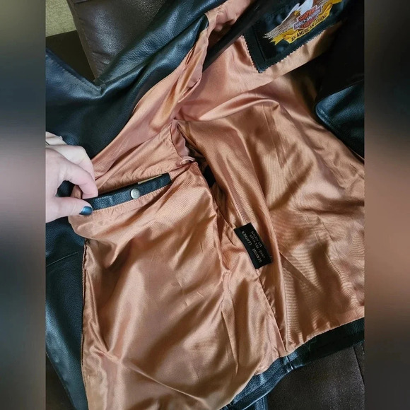 Vintage Harley-Davidson Women’s Black Leather Jacket Embossed Rose Concho - Picture 11 of 13